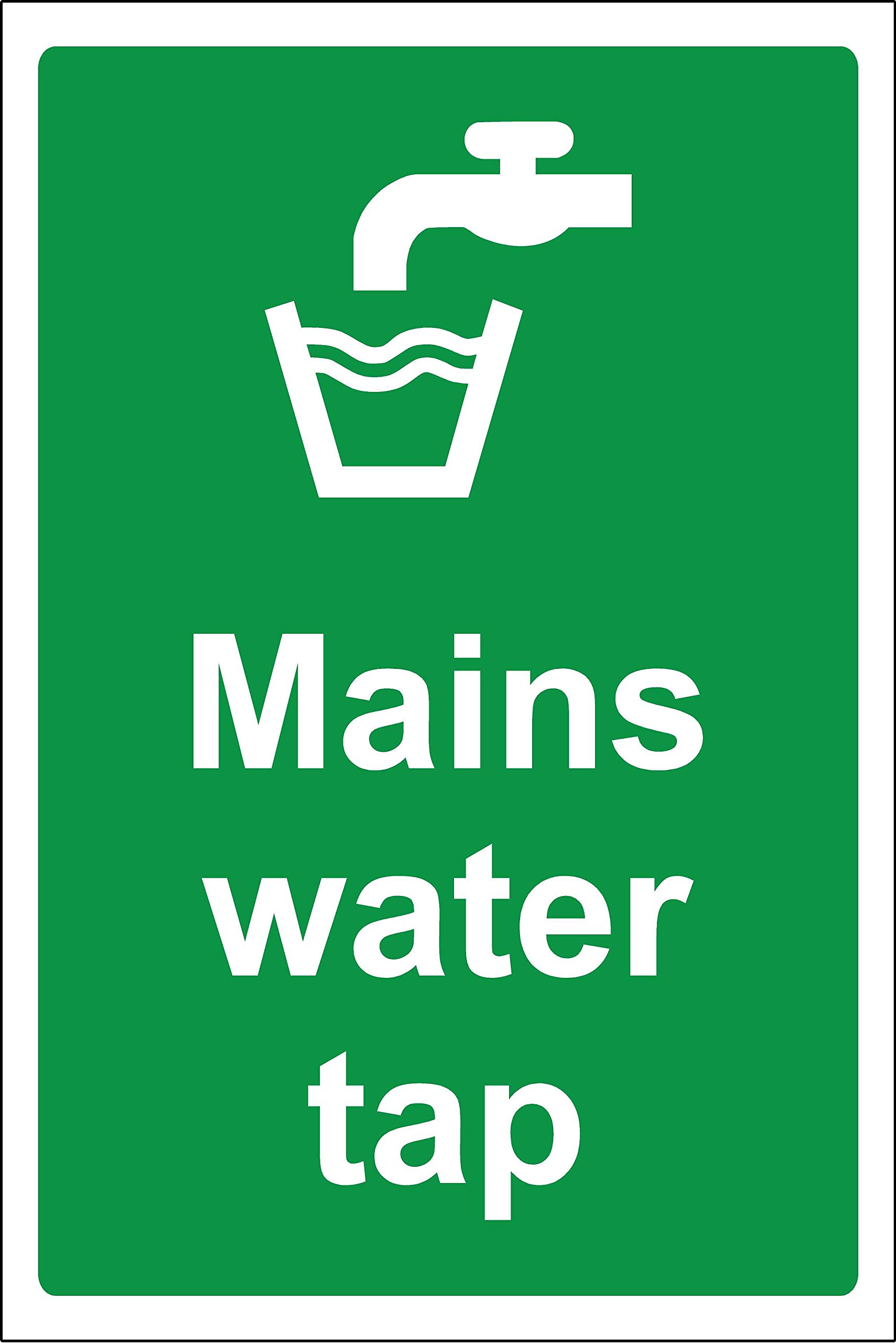 Mains water tap Safety sign - Self adhesive sticker 200mm x 150mm
