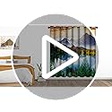 Jekeno Mountain Forest Blackout Curtains Tree Lake in Sunny Sky Nature Scenery Decor for Bedroom Living Room Grommet Window Drapes 2 Panel Set, 42"x54"