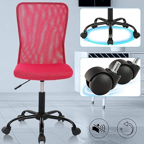 Miniatura 4 de Silla de escritorio de oficina en casa, silla de oficina sin brazos, silla de malla con respaldo medio, silla de computadora pequeña, silla de