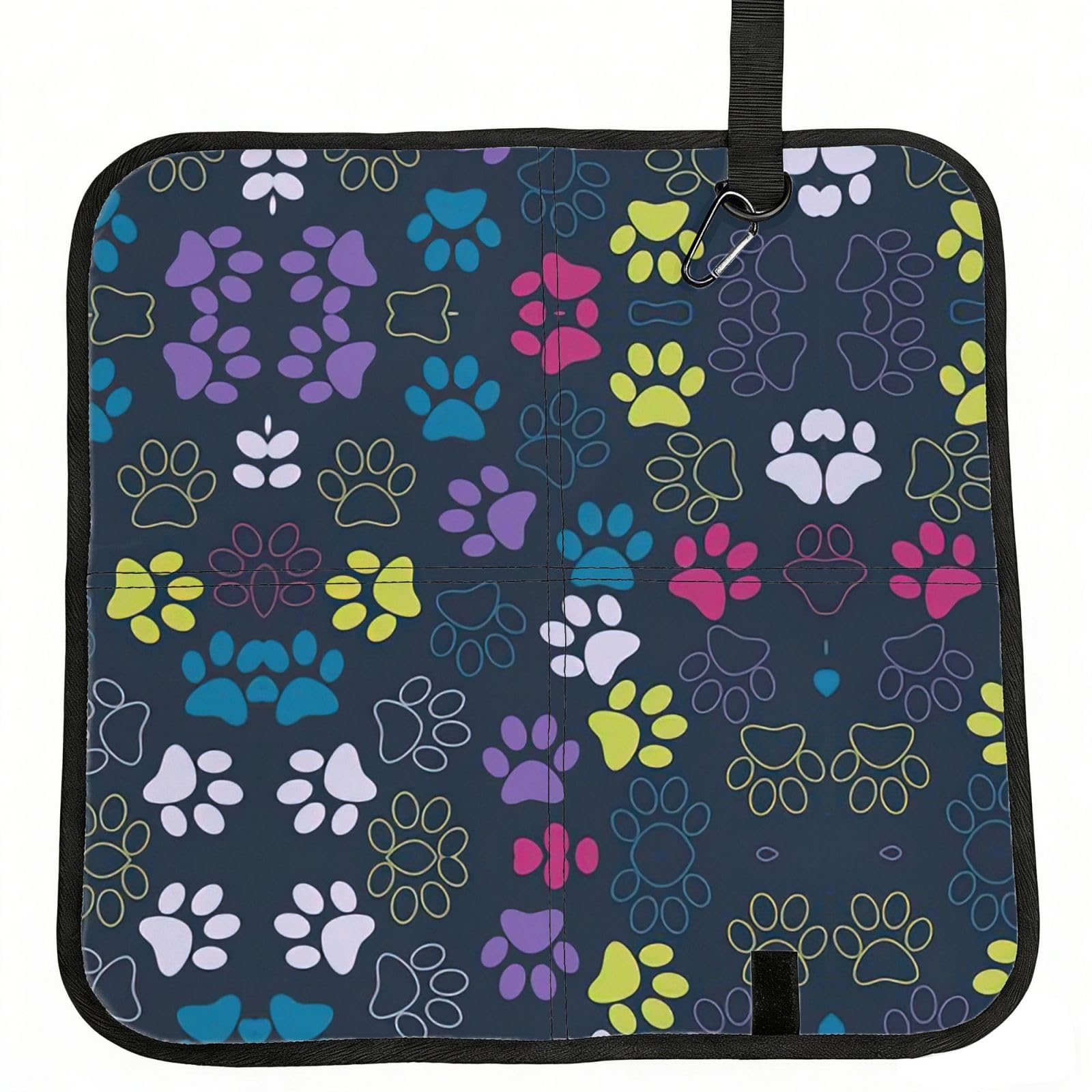 OKFSTY Cute Dog Paw Print Fold Away Seat Cushion Portable Outdoor Pad Polyester Bleacher Bench Mat Travel Picnic Pad