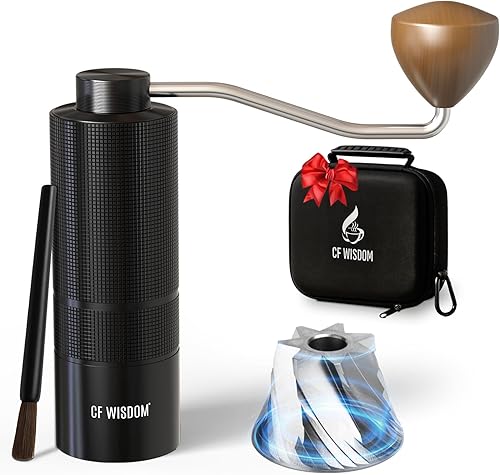 Molinillo manual de café expreso – Fresas cónicas de acero inoxidable CNC, rodamientos duales, molinillo manual ajustable de precisión, molinillo