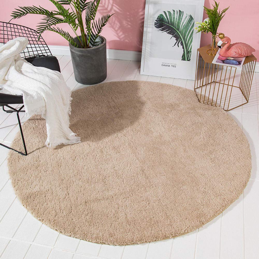 Tapis de salle de bain rond haut de gamme à poils longs blanc soyeux 60 cm