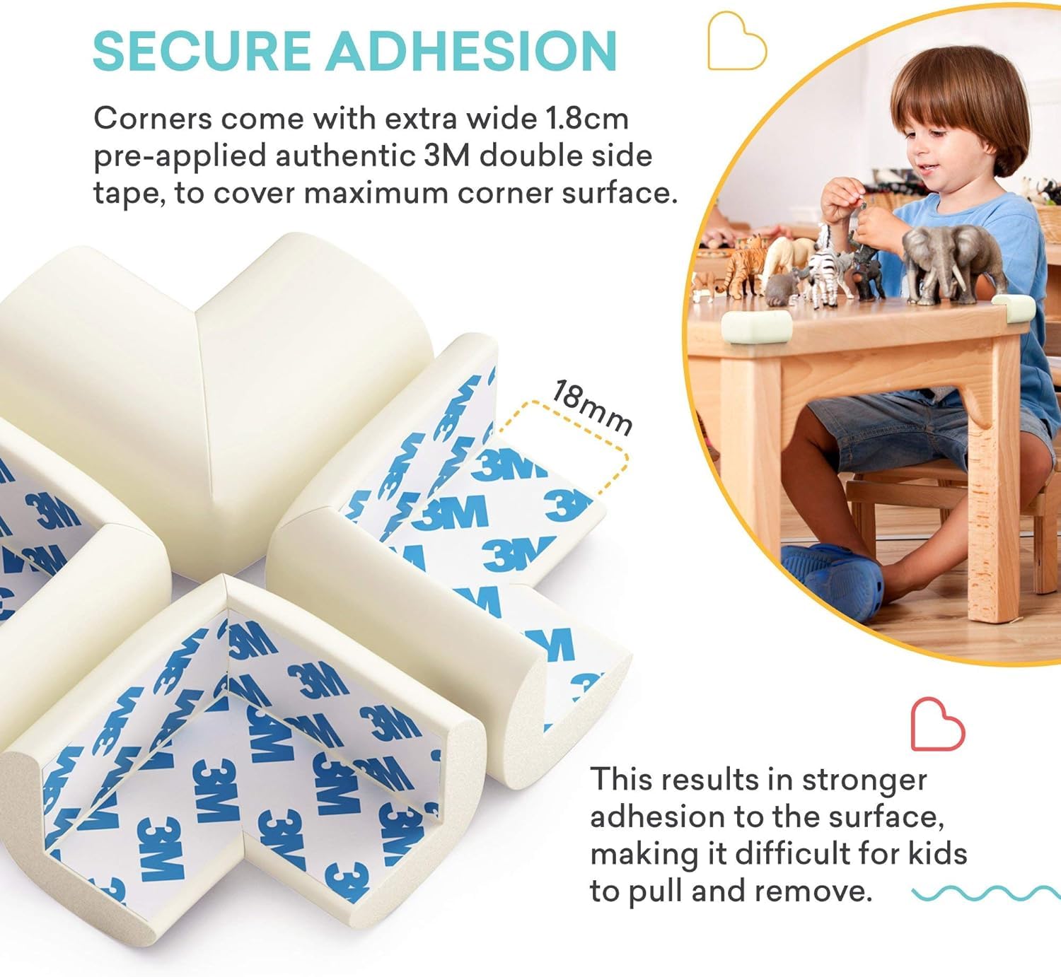 SwissHome Premium Baby Proofing Corner Guards Pre-Taped Corner Protectors for Furniture Ultimate Child Safety Edge Guards with Adhesive Protects Toddlers from Sharp Corners (Off-White, Pack of 8 PCS) 2