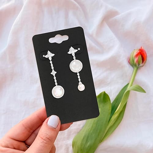 Miniatura 7 de joycraft 100 tarjetas de aretes con 6 agujeros, tarjetas negras de 2 x 3.5 pulgadas, etiquetas de exhibición de joyas de papel en blanco para