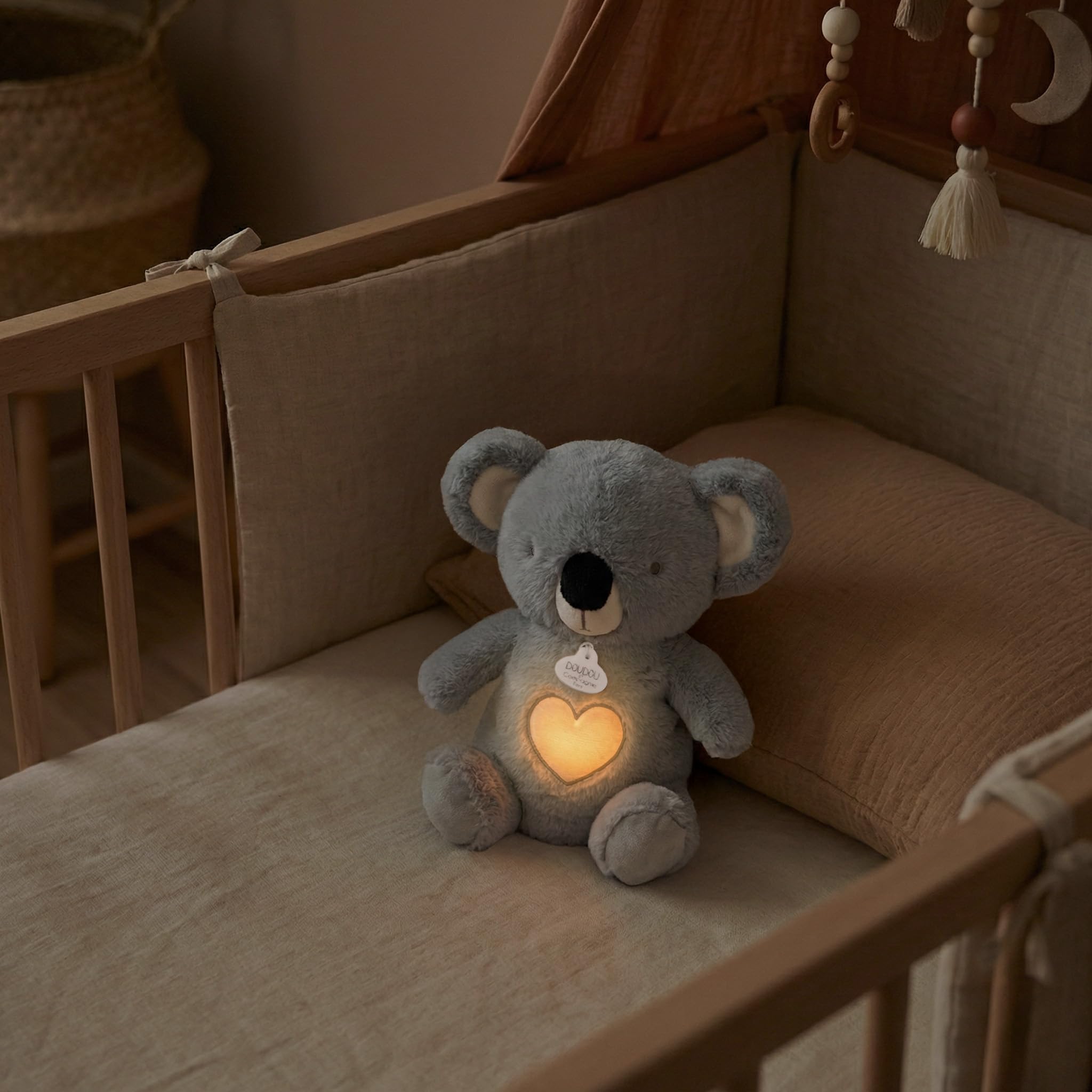 Doudou et Compagnie - Oddychający plusz Koala Respi'Rêves - 28 cm - Świecąca muzyczna przytulanka z ruchem oddechowym - Wspomaga snu dziecka - Prezent dla chłopca i dziewczynki - DC4682