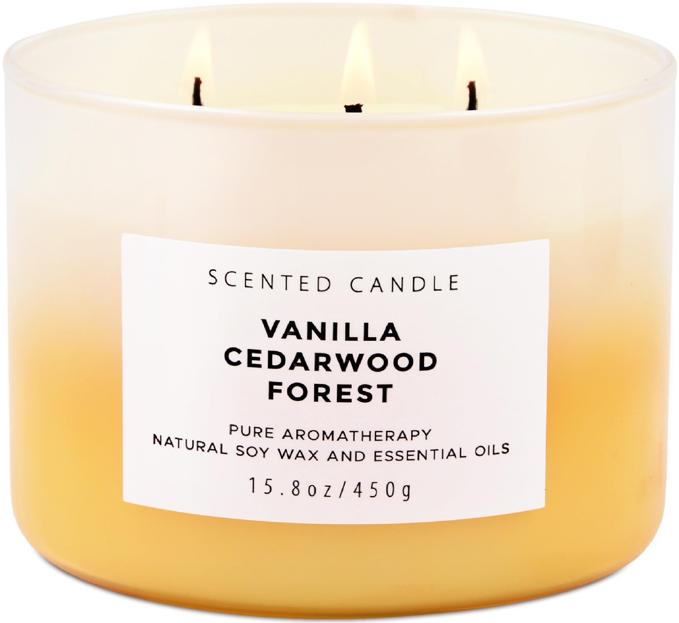 Duftkerze Vanille Zedernholz Waldkerze | 3-Docht große Soja-Kerzen 450 ml | Aromatherapie-Vanille-Kerze für Damen und Herren | warmer, holziger, gemütlicher Duft für Zuhause | langanhaltende, saubere