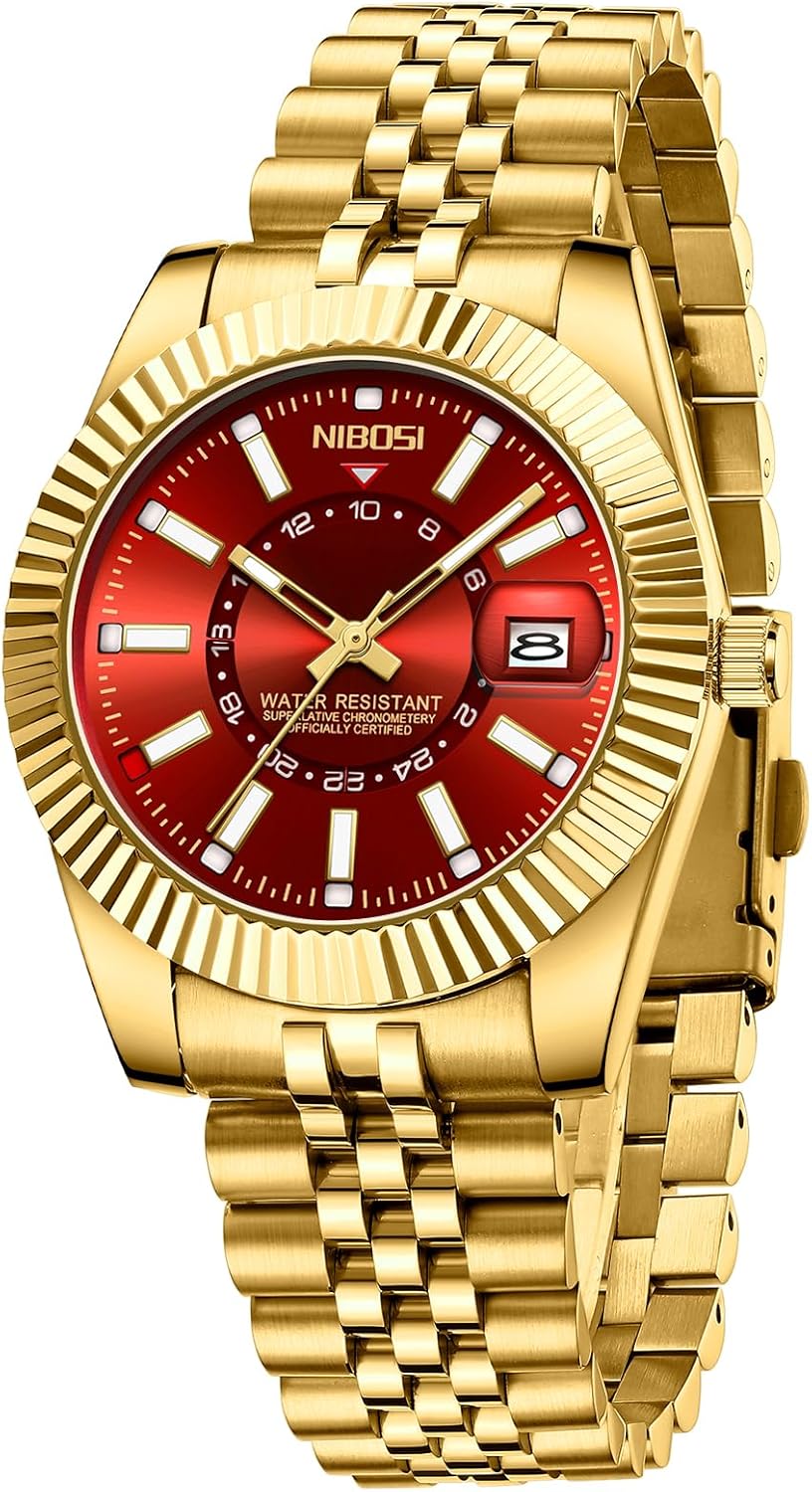 NIBOSI Watches for Men Analog Quartz Stainless Steel Dial with Date Waterproof Business Classic Luxury Dress Mens Wrist Watches