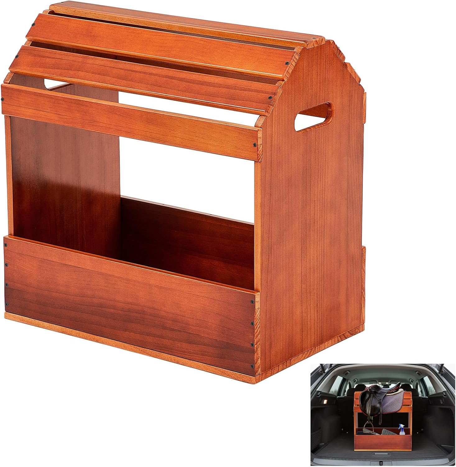 Eccliy Pine Wood Arched Saddle Rack Stand 20" x 12" x 20" Heavy Duty Portable Car Western Saddle Rack with Bottom Shelf Horse Tack Room Supplies Organization Display Saddles (Triangle)