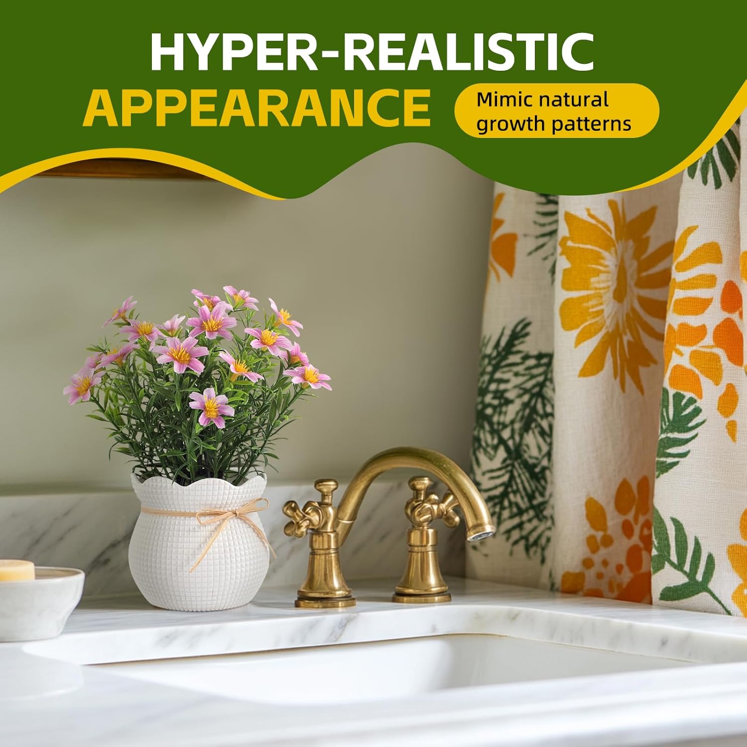 Artificial Daisy Flowers Potted Fake Plants Indoor Outdoor UV Resistant Faux Silk Bouquets All-Season Home Decor for Vase Table Desk Garden Party - Image 6