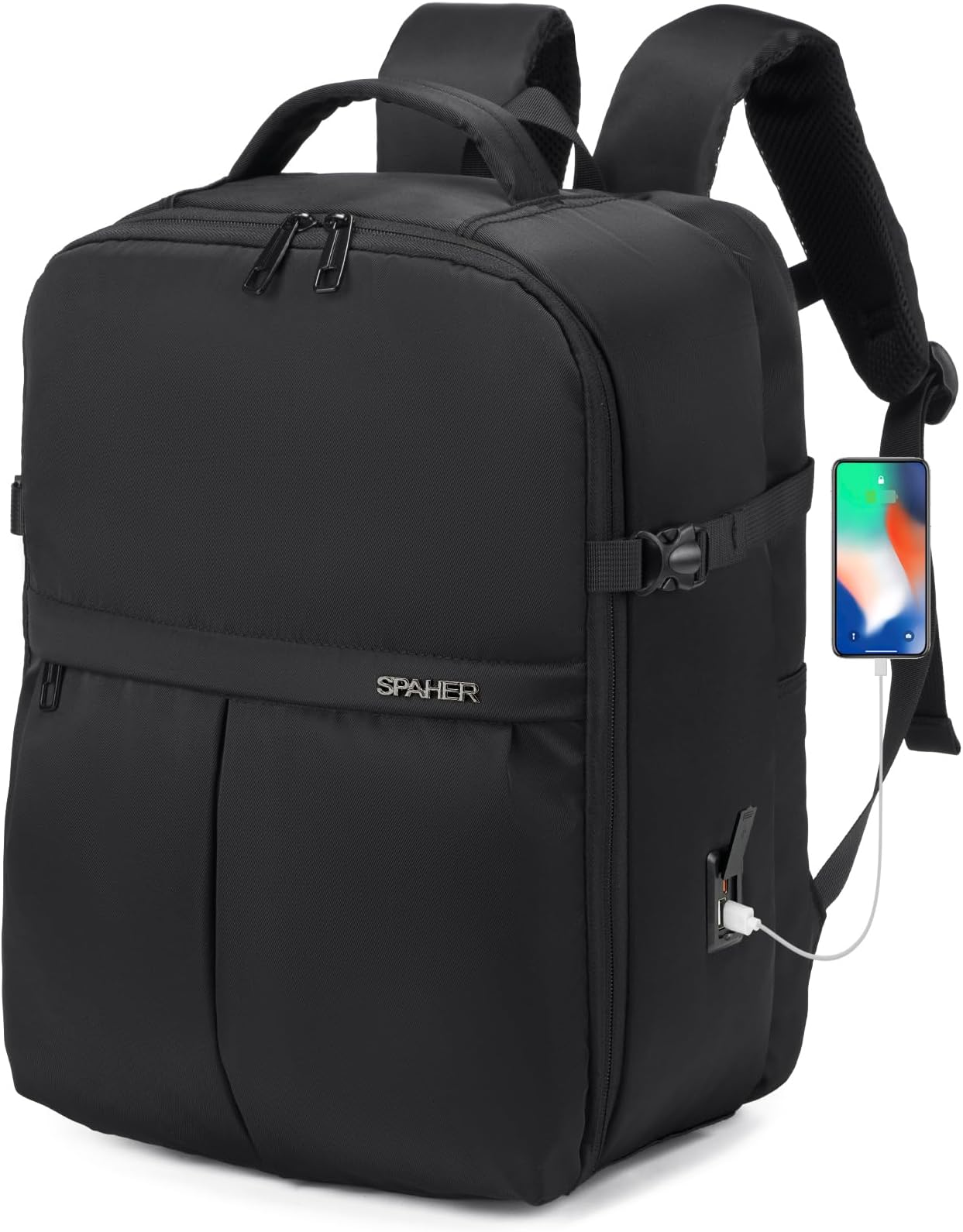 SPAHER Cabin Bag 40x30x20 Wizzair Travel Backpack Underseat Carry on Bag Luggage Laptop Backpack 15.6 Inch with USB Hand Luggage Backpack for Travel Work School