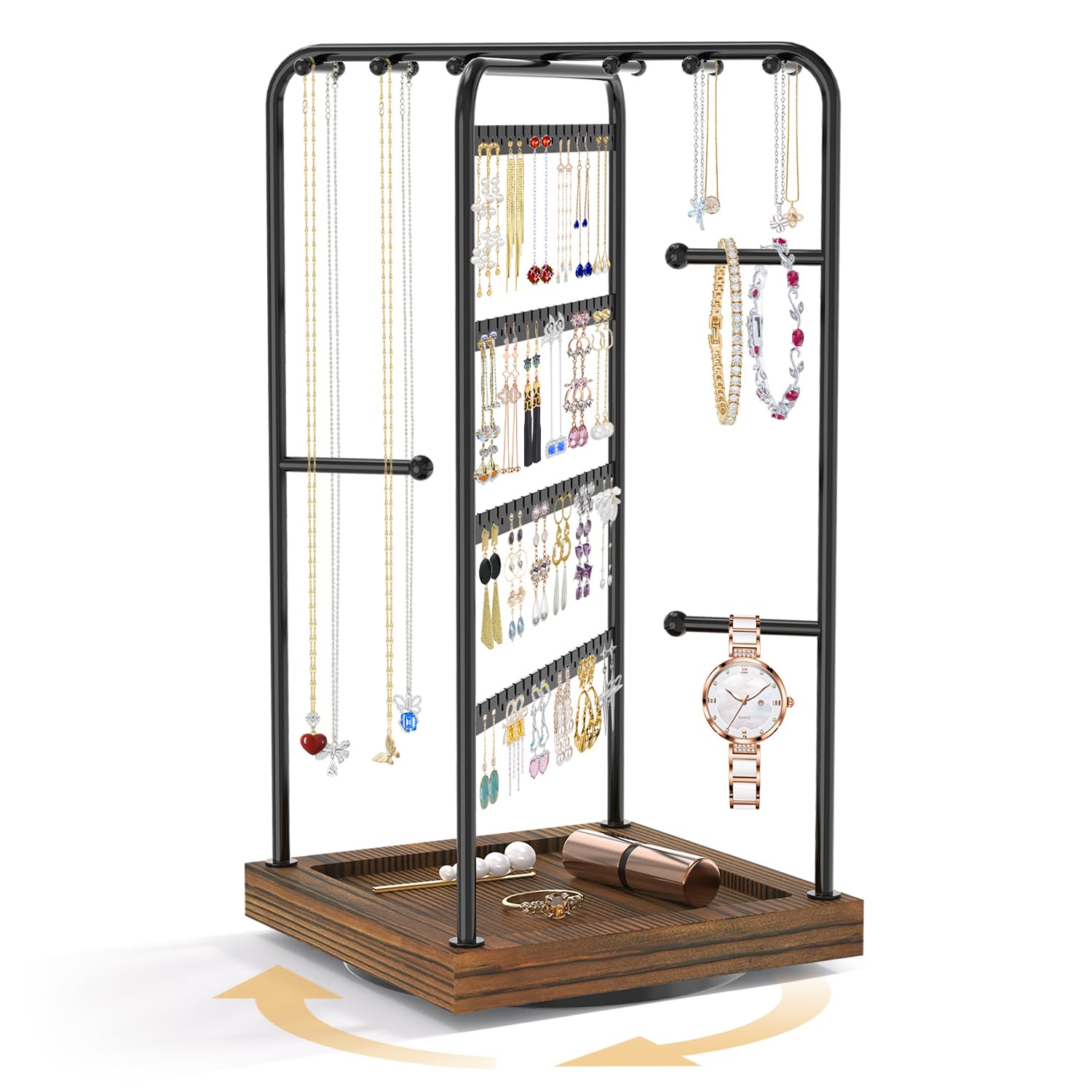 EsLuker.ly Earring Necklace Holder Organizer Rotating Jewelry Display Stand