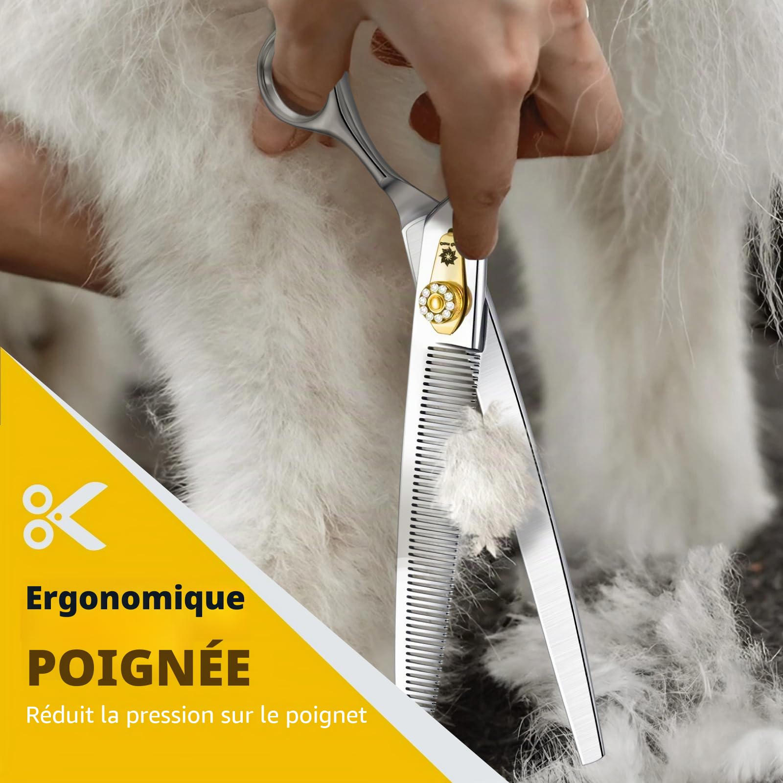Dream Reach Ciseaux à effiler 8 pouces Ciseaux pour chiens - Ciseaux pour chiens avec poignée ergonomique,440C acier inoxydable Ciseaux pour fourrure 30-35% taux d'amincissement