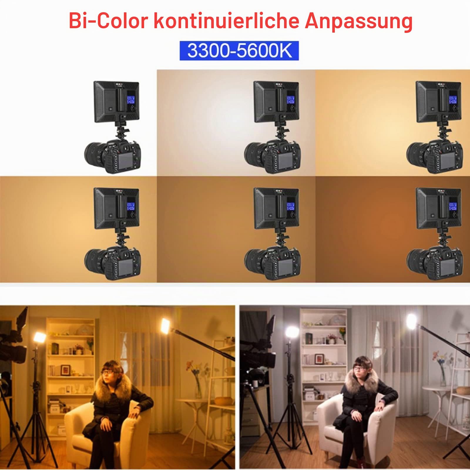 VILTROX L116T LED Video Licht Panel, Dimmbar, zweifarbig, 3300–5600 K, CRI95+, ultradünnes Panel-Kameralicht für Konferenz, Podcast, Live-Übertragung, Live-Streaming, Interview, Vlog-Beleuchtung