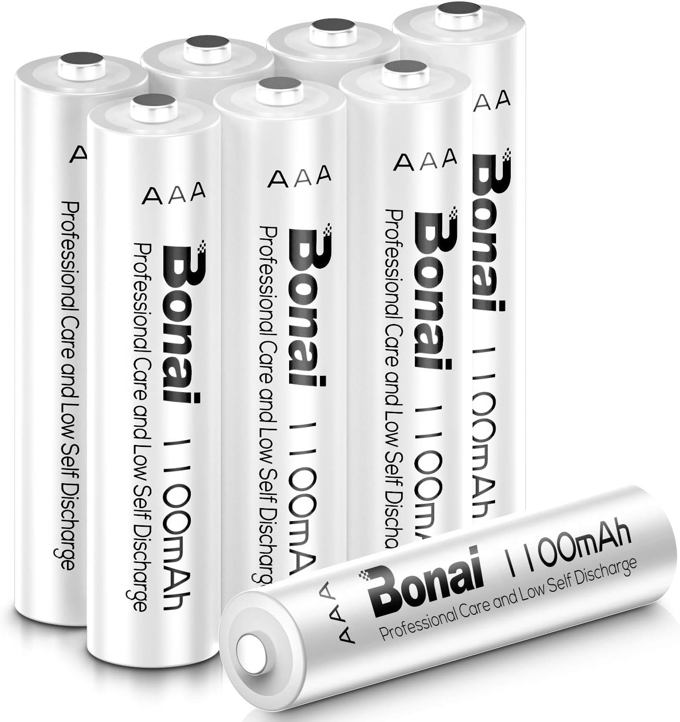 BONAI 1100mAh AAA Rechargeable Batteries 1.2V Ni-MH High-Capacity Batteries 8 Pack