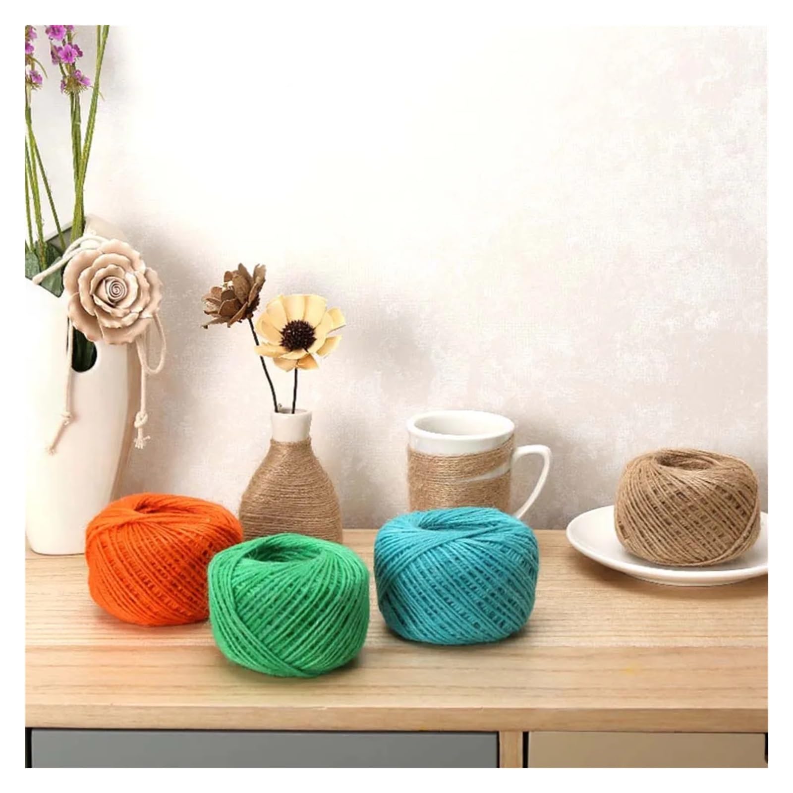 JHNEA Naturale Corda Di Iuta, Spessore 16-30mm Lunghezza 50m Corda Di Canapa Multifunzione Solido Intrecciata Spago Iuta, Per Artigianato, Imballaggio, Decorazione, Giardinaggio,50m_16mm - Foto 10