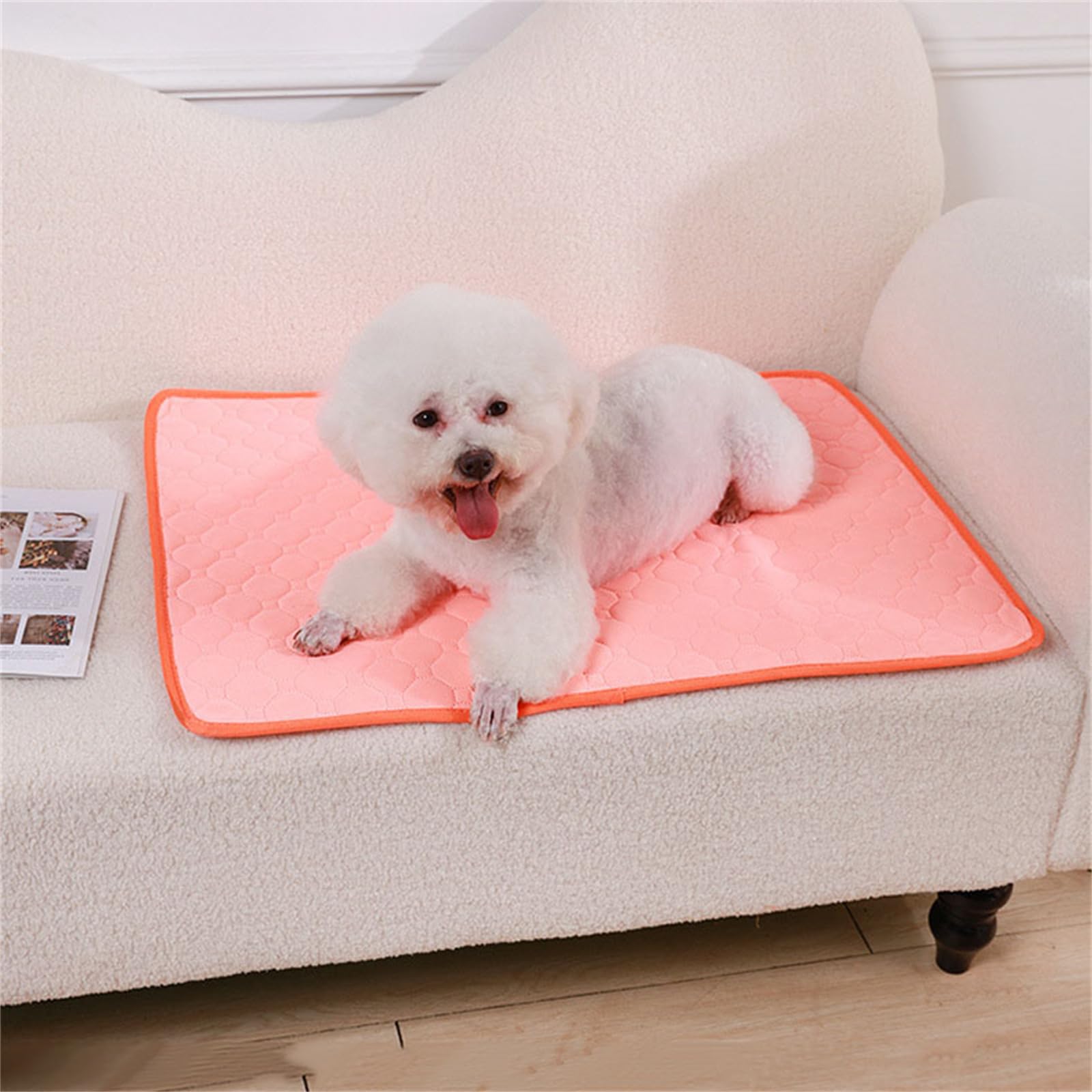 Lukery 2 Pack Washable Pee Pads for Dogs, Waterproof Reusable Dog Pee Pads Non-Slip Soft Pet Diaper Pads Fast Drying Puppy Training Pads for Home,Travel, Car (M(60 * 45cm),Orange)