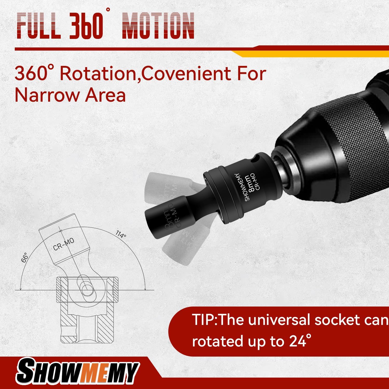 Drive Impact Universal Joint Socket Set, 6 Points, Shallow Swivel Socket Set, Cr-Mo Steel. Heavy Duty Storage Case (Metric 1/4", Metric 1/4")