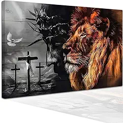 Quadro Borda Infinita Jesus Salvador Leão Da Tribo De Judá Tela Decorativa
