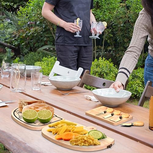 Miniatura 4 de Juego de tabla de quesos y cuchillos plegables de bambú, tabla de cortar de queso, regalos de cumpleaños para mamá, papá, regalos de inauguración