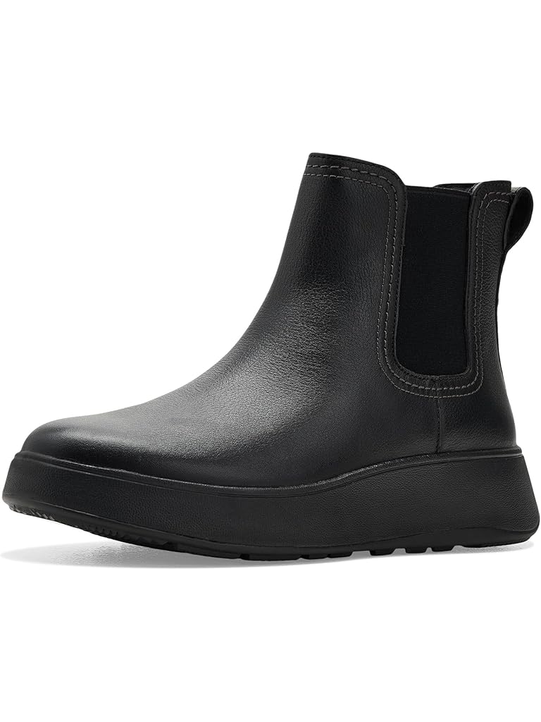 Black FitFlop F-Mode Stitch Warm Tumbled-Leather Chelsea Boots
