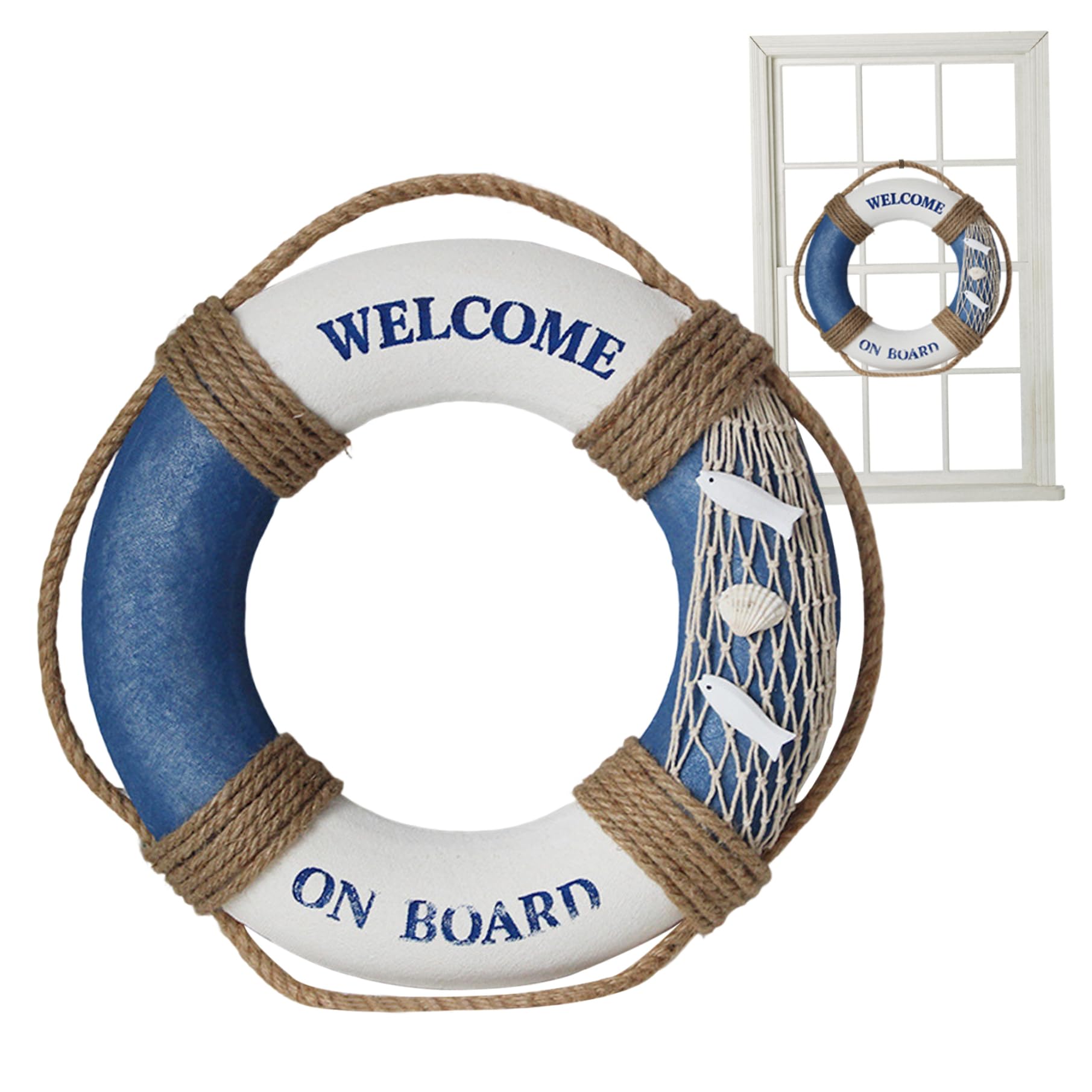 Salvavidas Anillo Decoración 30cm Retro Estilo Mediterráneo Náutico Vida Anillo Arte De Pared Decoración Hecha a Mano Colgante De Pared Decoración para El Hogar Bar Café Vida Anillo Decoración De