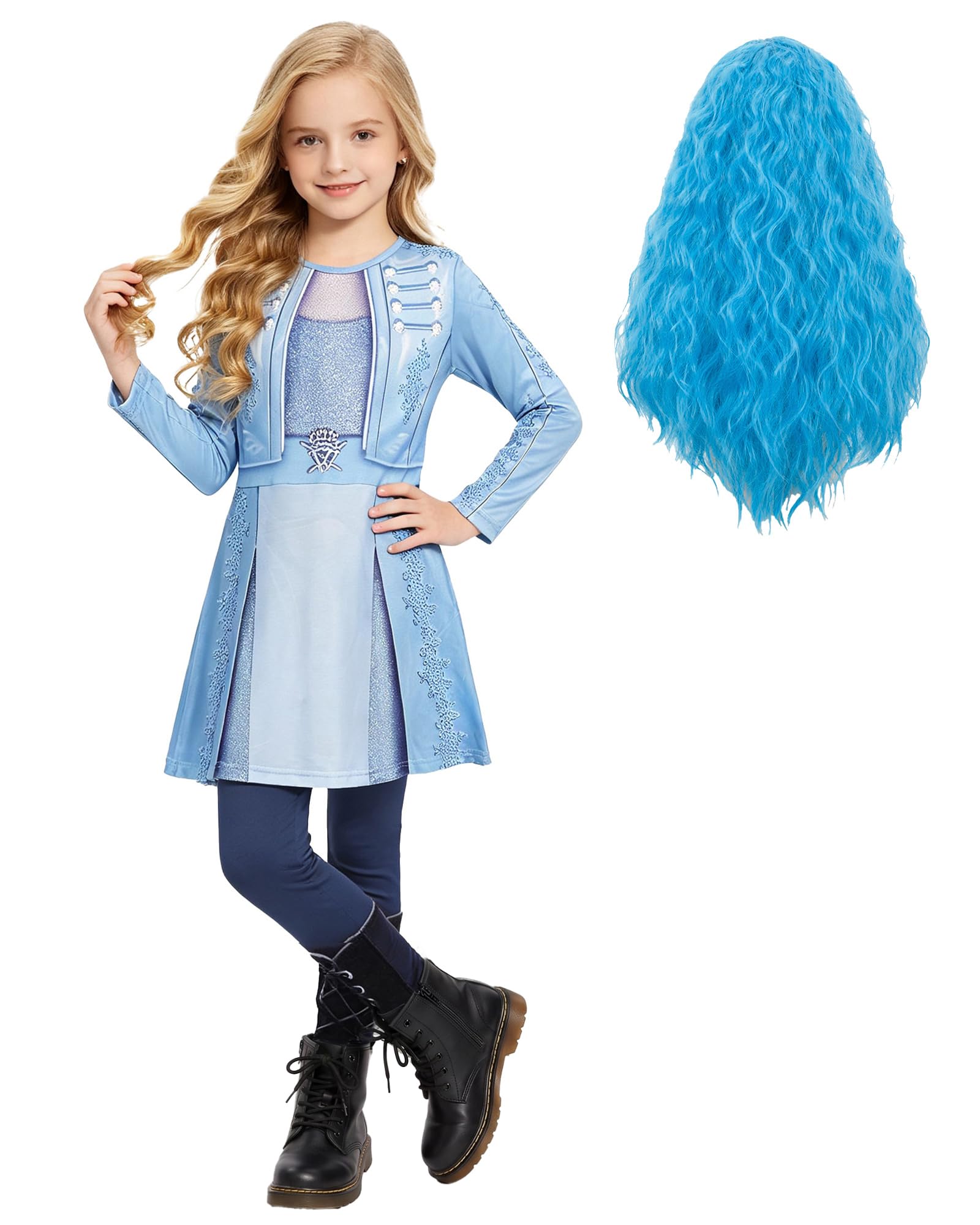 Chloe Wonderland Costume with Wig Girls Princess Dress for Kids 5-12 Years