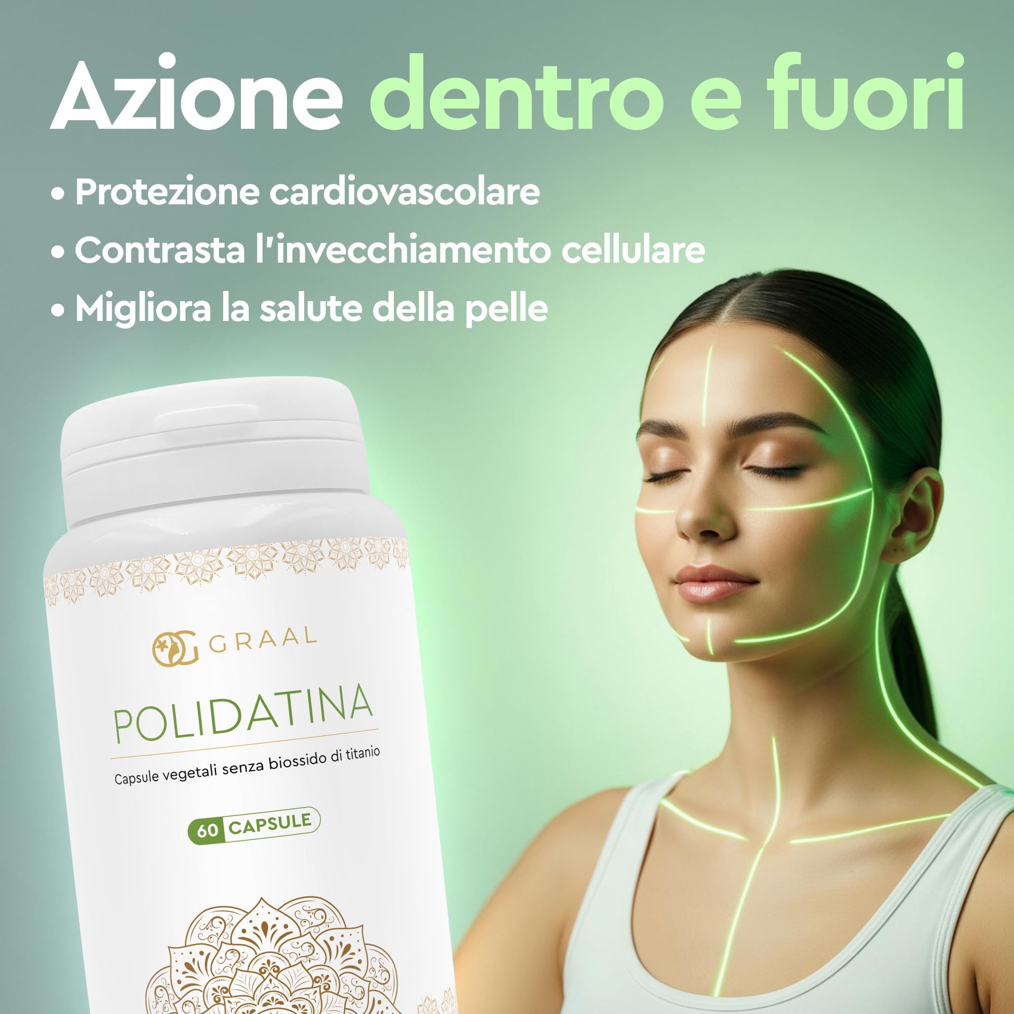Graal Polidatina Pura 100 mg con Proprietà Antiossidanti - Anti Radicali liberi che stimola la Longevità Cardiovascolare