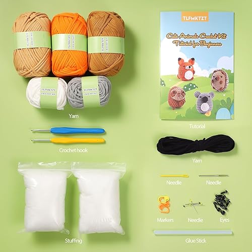 Miniatura 2 de Kit de ganchillo para principiantes, kit de 4 piezas de animales de ganchillo para adultos y niños, aprende a ganchillo con video paso a paso con