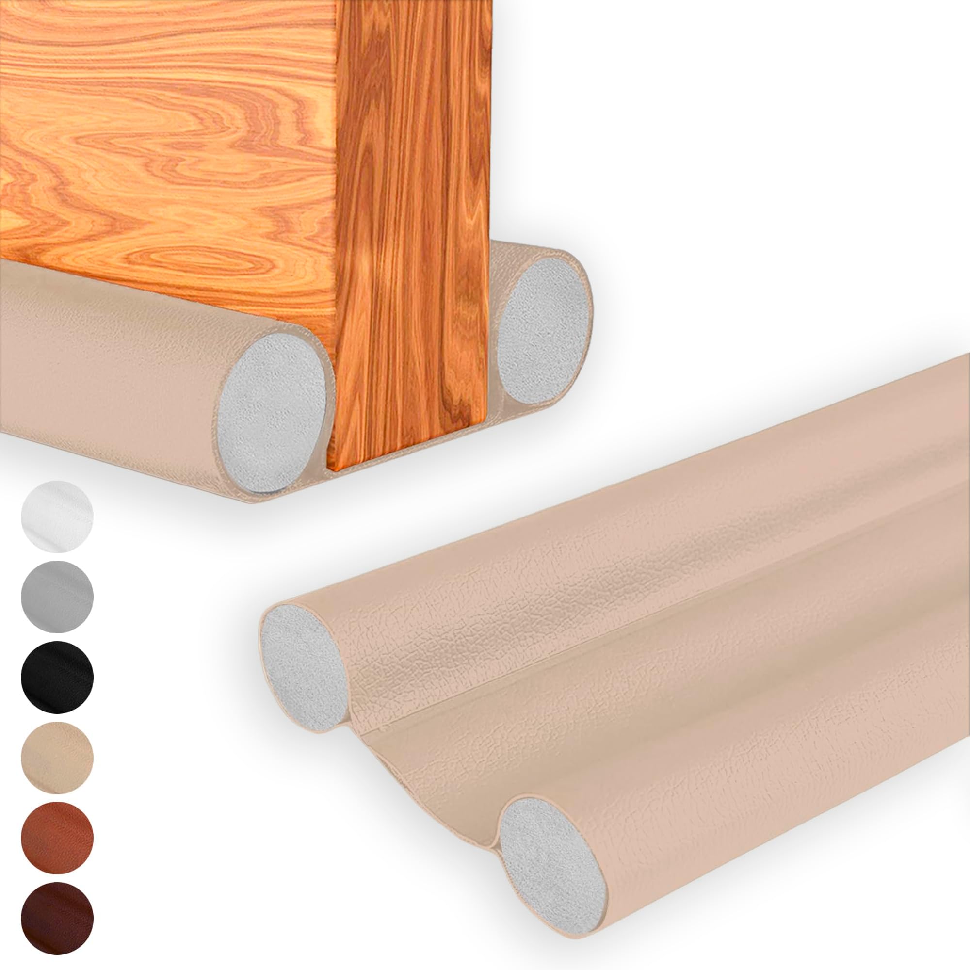 HOGARLAX® Burlete Puerta Entrada, Burlete Bajo Puerta, Burletes para Puertas Exterior e Interior, Aislante Térmico Frío y Calor, Aislante Acústico, Polipiel Impermeable, Adaptable hasta 93cm (Beige)