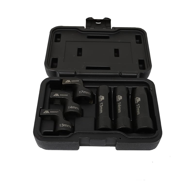 Kit de Soquetes para Sensor EGT CTA Tools 5083 com 6 Peças, 13 mm, 14 mm e 17 mm, Retos e Deslocados, Encaixe de 9,5 mm (3/8 pol.)