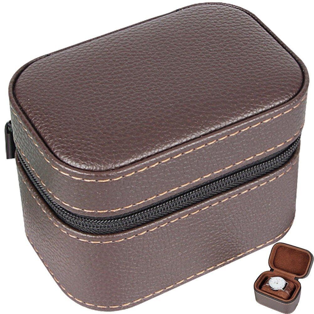 Étui de voyage portable pour montre en cuir microfibre style vintage