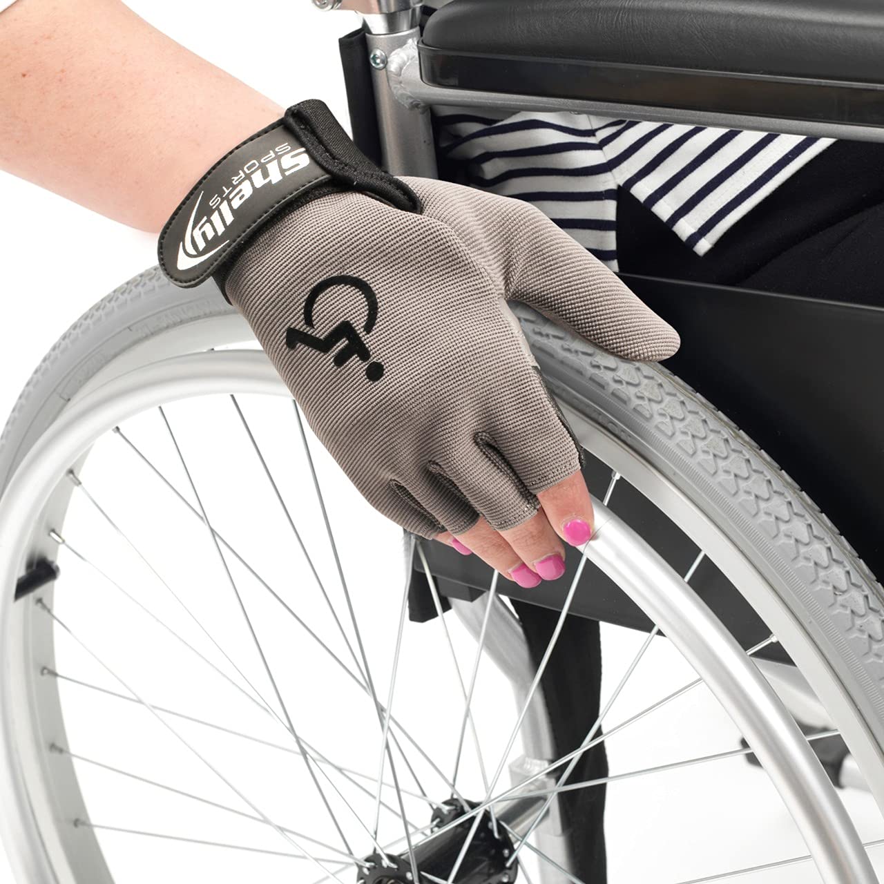 Gants de fauteuil roulant en cuir véritable paume rembourrée sans doigts antidérapants cyclisme légers M