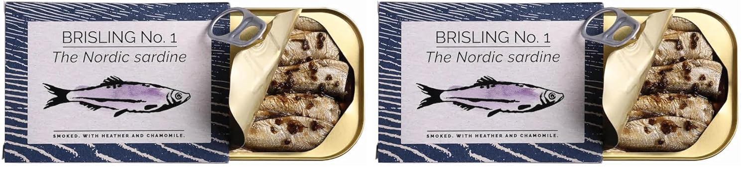 Fangst Brisling No. 1 | Tinned Nordic Sardines Smoked with Heather & Chamomile | 1 x 100g Can (Pack of 2)