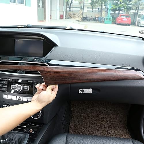 Miniatura 3 de Panel de cubierta de tablero de consola central de automóvil de grano de pino ABS para Mercedes Benz Clase C W204 2010-2013 Accesorios de conducción