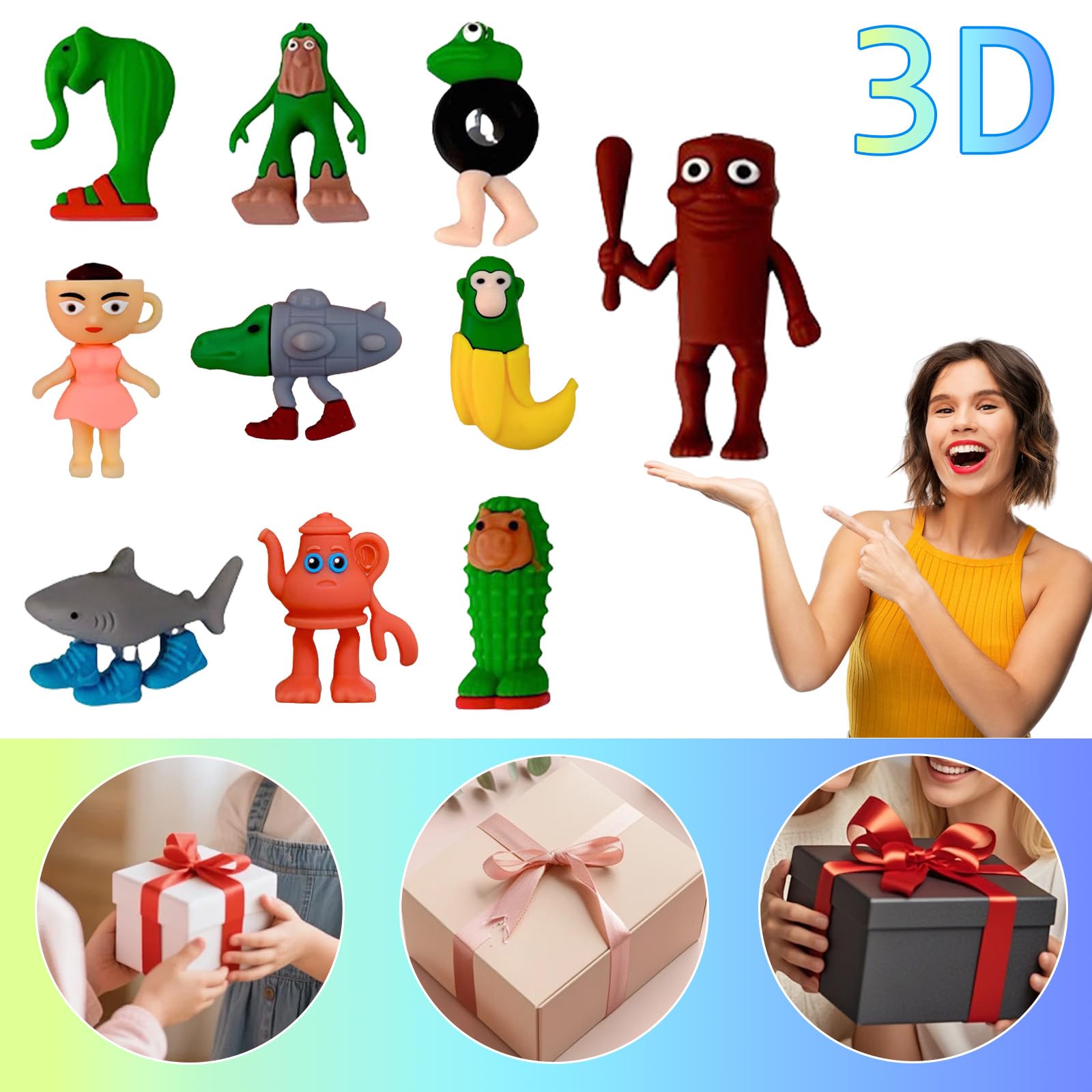 MUNSKT Set De 10 Porte-clés - Jouet Tung Tung Tung Sahur En