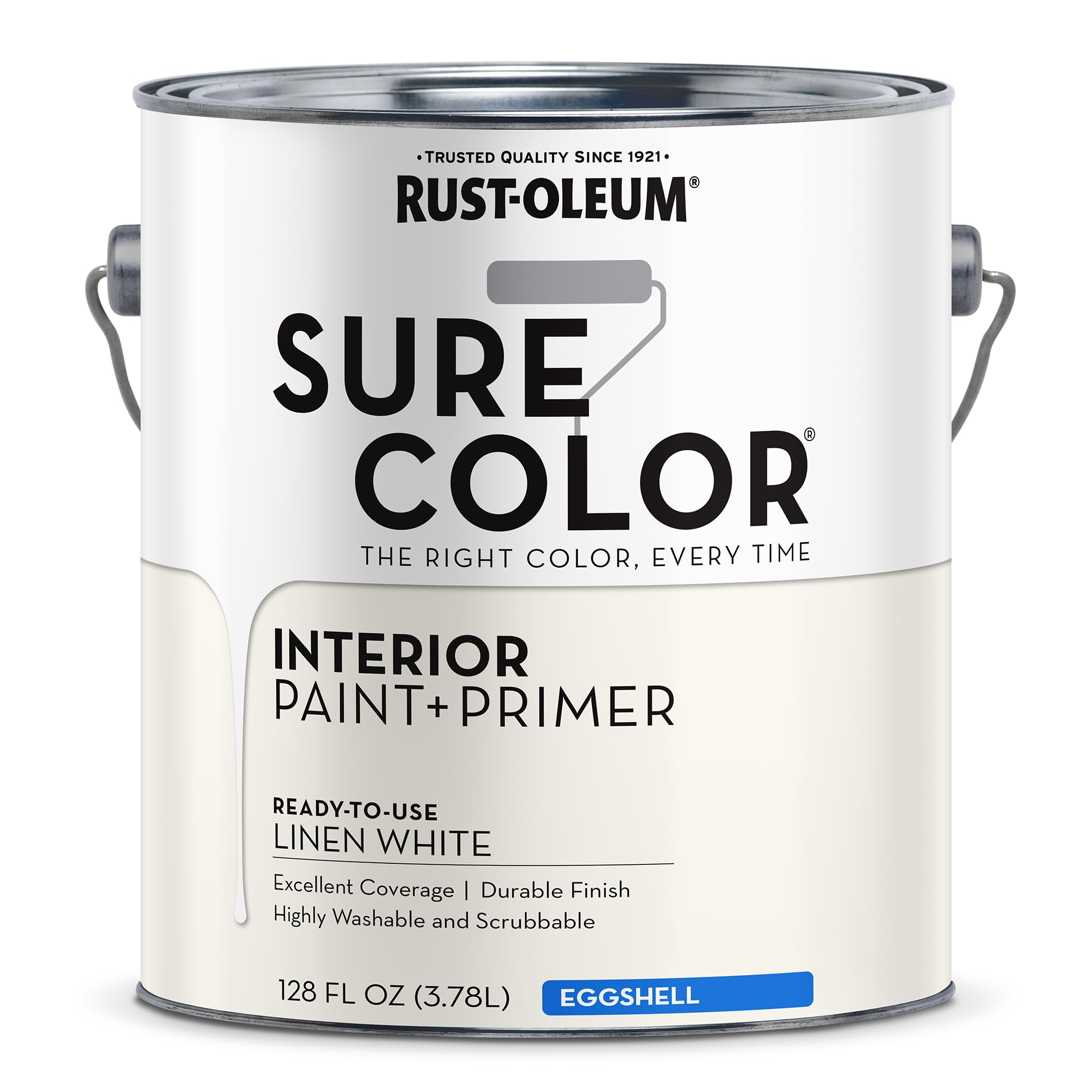 Rust-Oleum 380220 Linen White Sure Color Interior Paint + Primer, Eggshell, 1 Gal