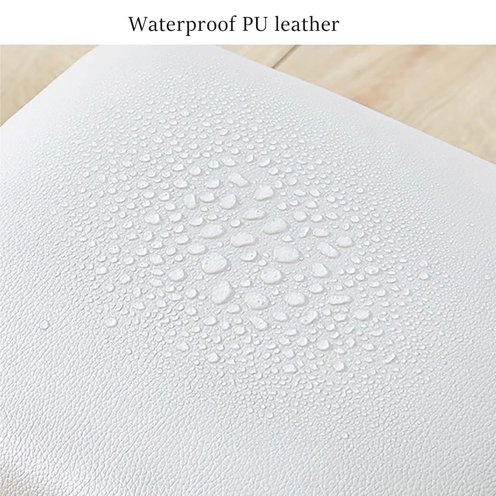 Eleganter, weißer Leder-Bank, stilvoll, gepolsterter Make-up-Hocker, schicker Ankleidestuhl für Schlafzimmer und Wohnzimmer, modernes geschnitztes Design, perfekte Wohnmöbel für Make-up und