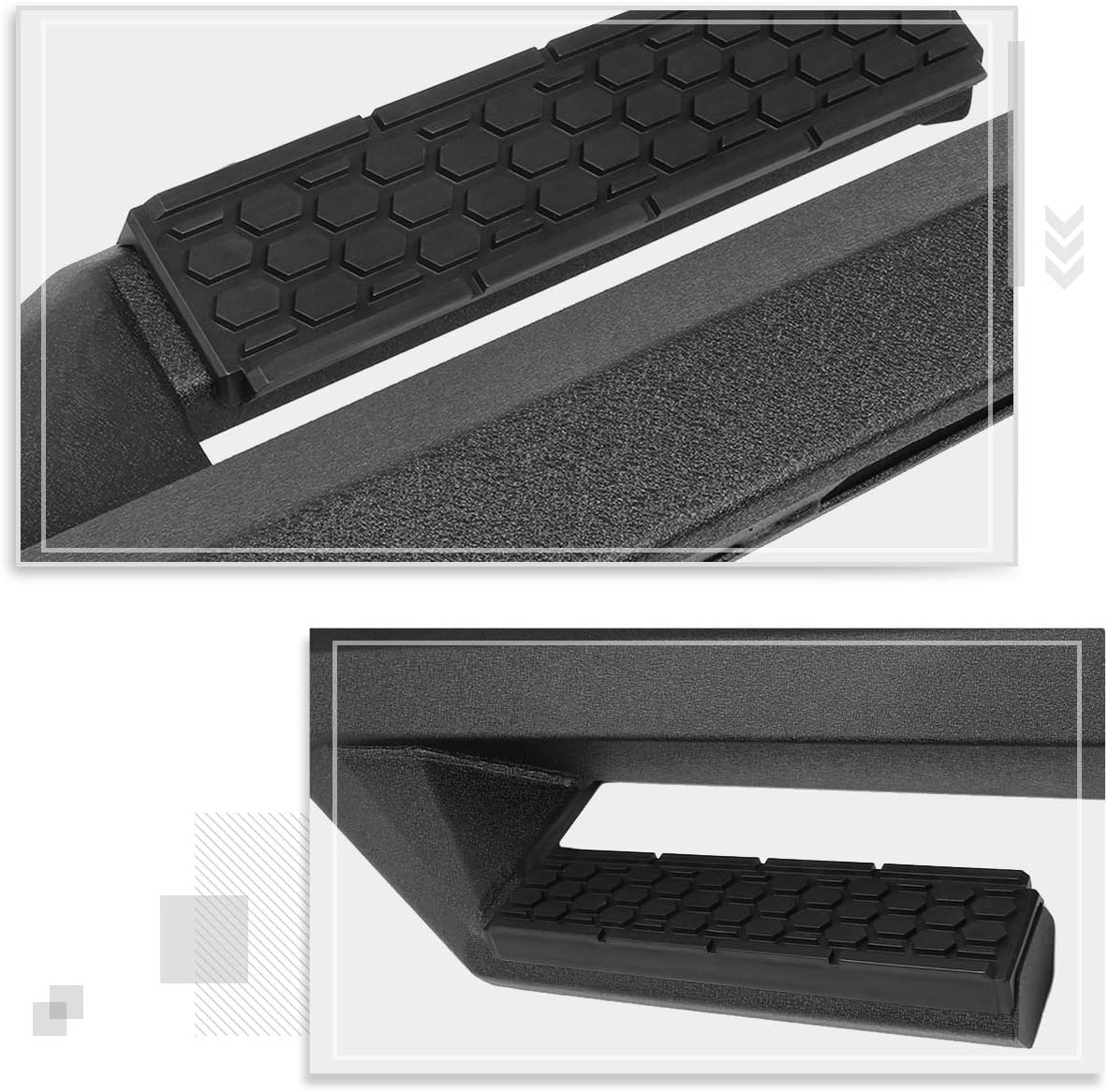 3" Black Nerf Bars Side Steps Running Boards Compatible with 07-19 Chevy Silverado/GMC Sierra Crew Cab (Pair)