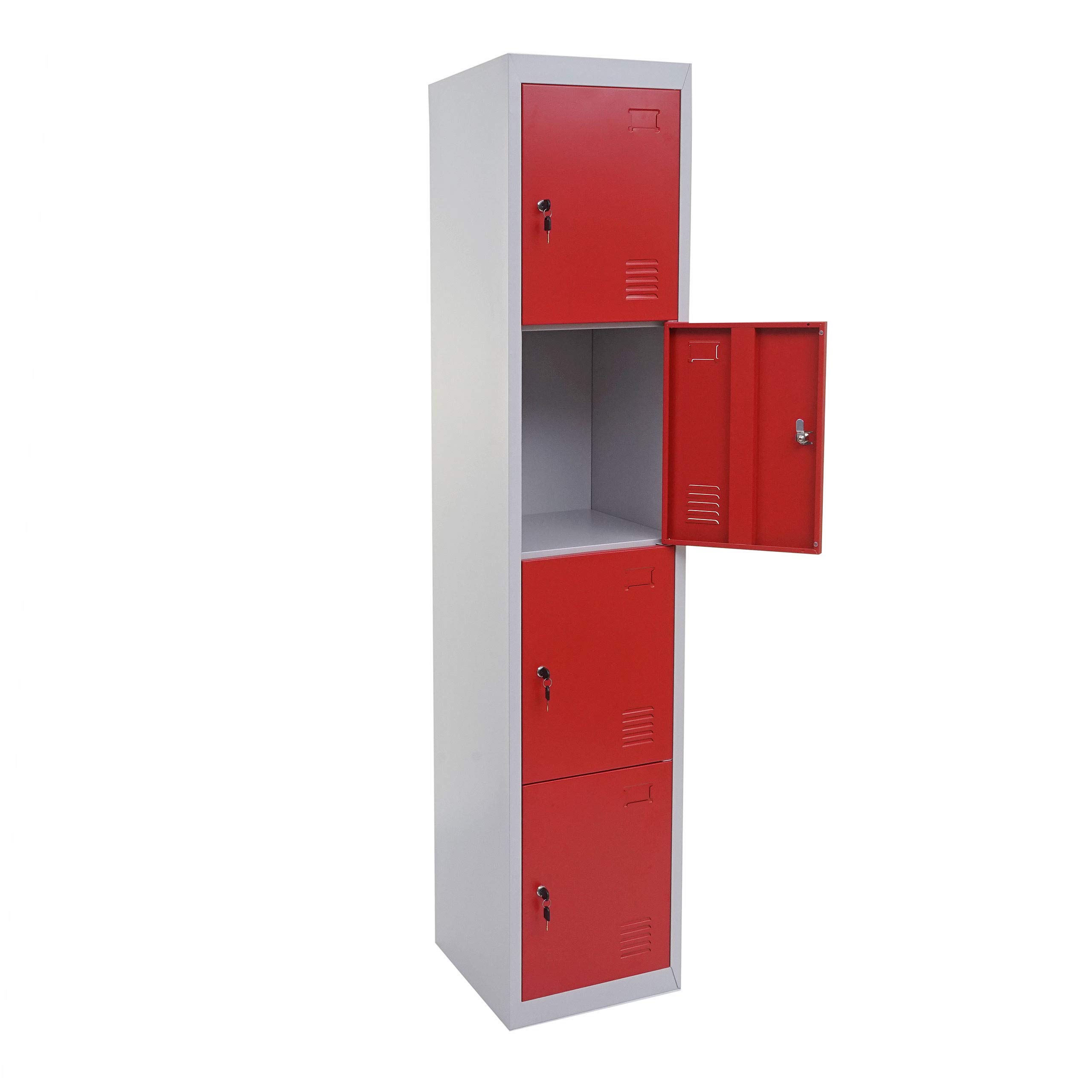 Mendler Boston T163, szafka z szafką na wartość, metalowa, 180 x 38 x 45 cm, czerwona