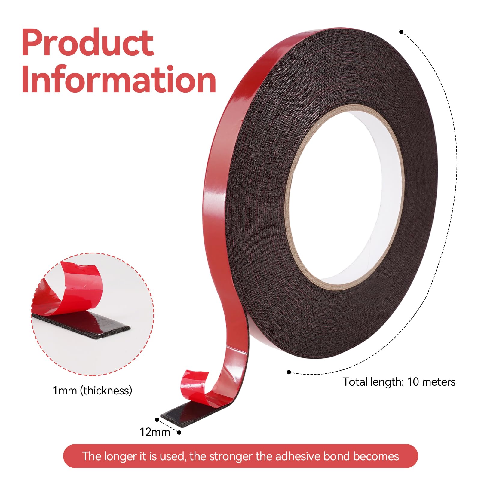 3M Dubbelzijdig Plakband – Extra Sterk – Waterdicht En Hittebestendig – 10 M X 12 Mm – Acrylschuim – Draagkracht Tot 40 Kg/m – Voor Auto, Wand, Ledstrips En Decoratie