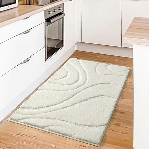 Miniatura 3 de DEXDE Alfombras de baño de 20 x 32 pulgadas, alfombra de baño de microfibra lanuda de felpa suave, alfombras de baño antideslizantes para suelo de