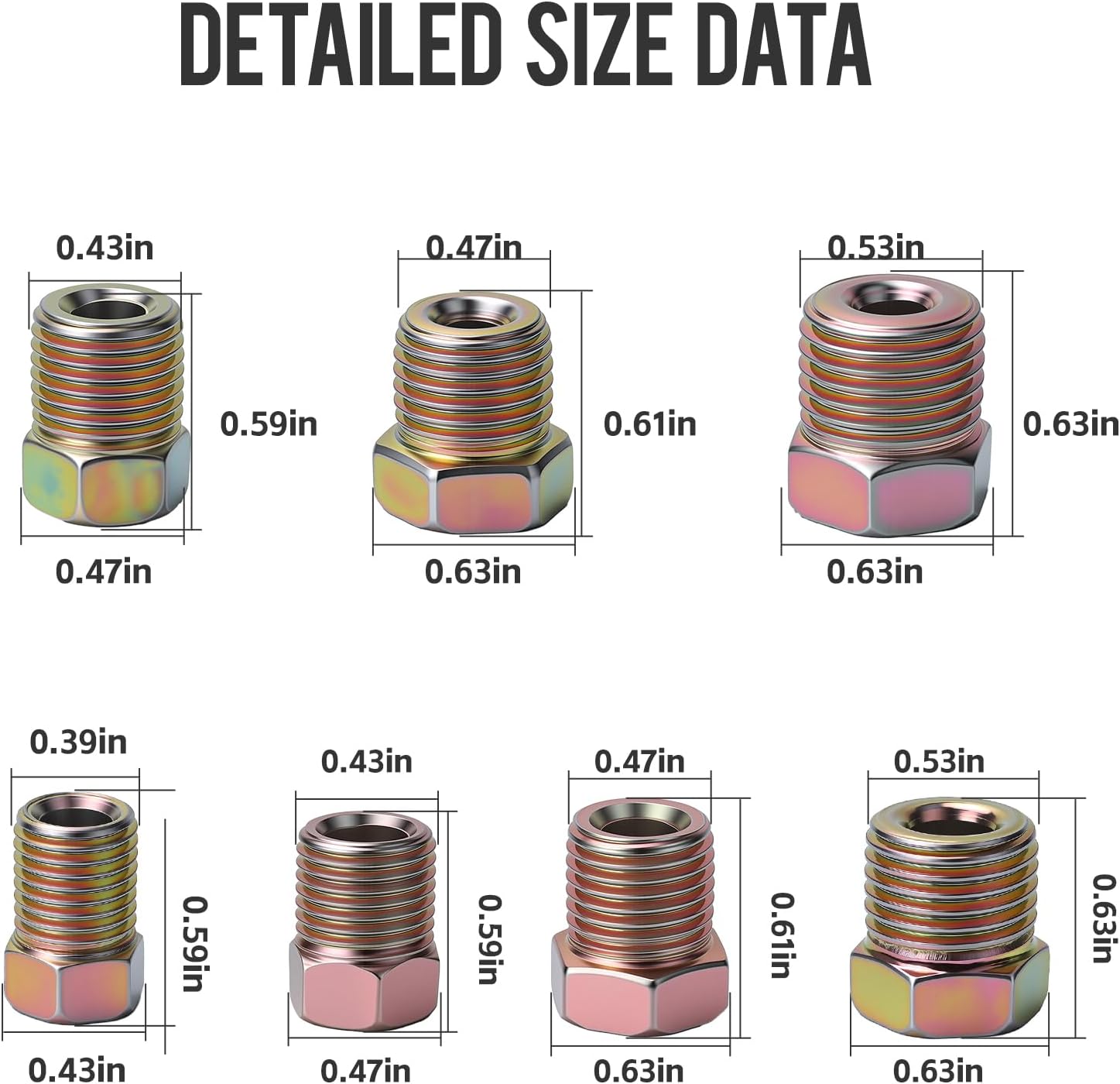 Brake Line Fittings Kit-35 Pcs Brake Line Nuts Assortment,Include 19 Pcs 3/16'' Fittings and 16 Pcs 1/4'' Fittings for Inverted Flares on Brake Line Tube