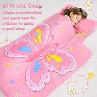 Vista 3 de Cloele Tapete para siesta para niños pequeños con almohada extraíble, saco de dormir de 53 x 21 pulgadas para niños de 3 a 7 años, tapete