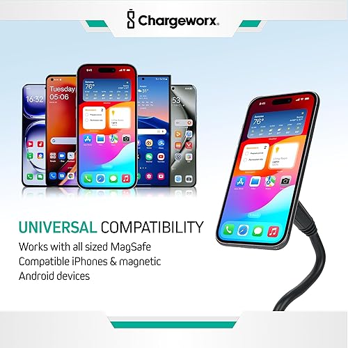 Miniatura 5 de CHARGEWORX Soporte magnético para teléfono  Soporte universal para teléfono celular de coche con cuello de cisne ajustable de 360 y base de bloqueo