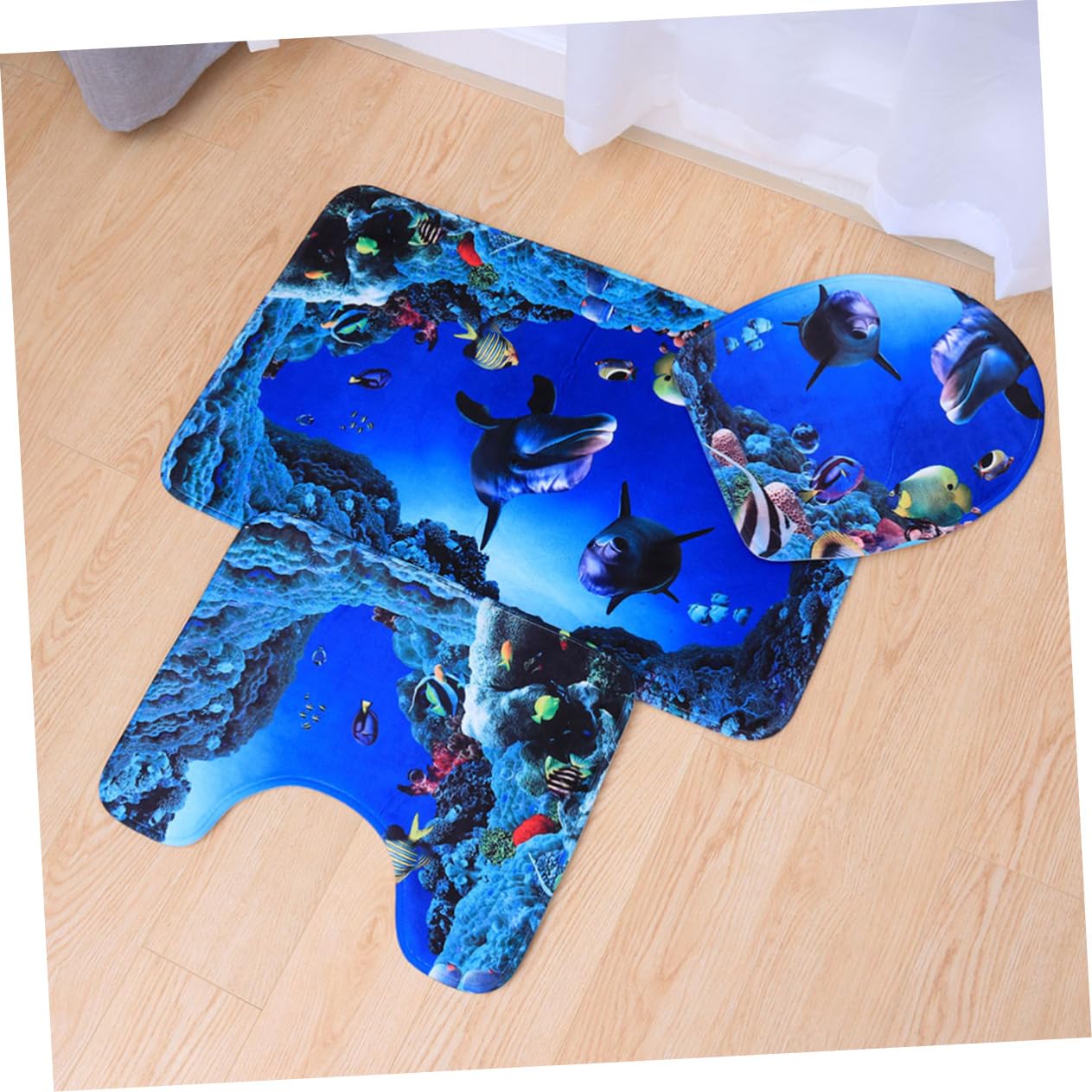 OUNONA Lot de 3 Tapis de Bain Tapis de Bain antidérapant Tapis pour abattant WC Doux Borne Tapis
