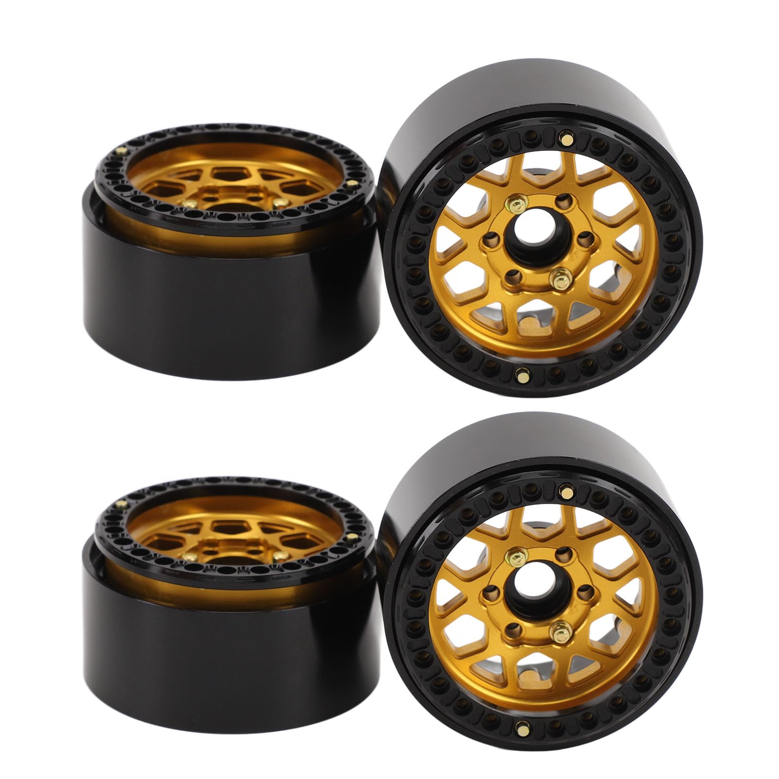 Socobeta Piasty kół RC ze Stopu Aluminium 1,9 Cala z blokadą koralikową do Samochodów w Skali 1/10 Wentylowana Konstrukcja Zapewniająca stabilność i Odprowadzanie Ciepła dla Hobbystów RC