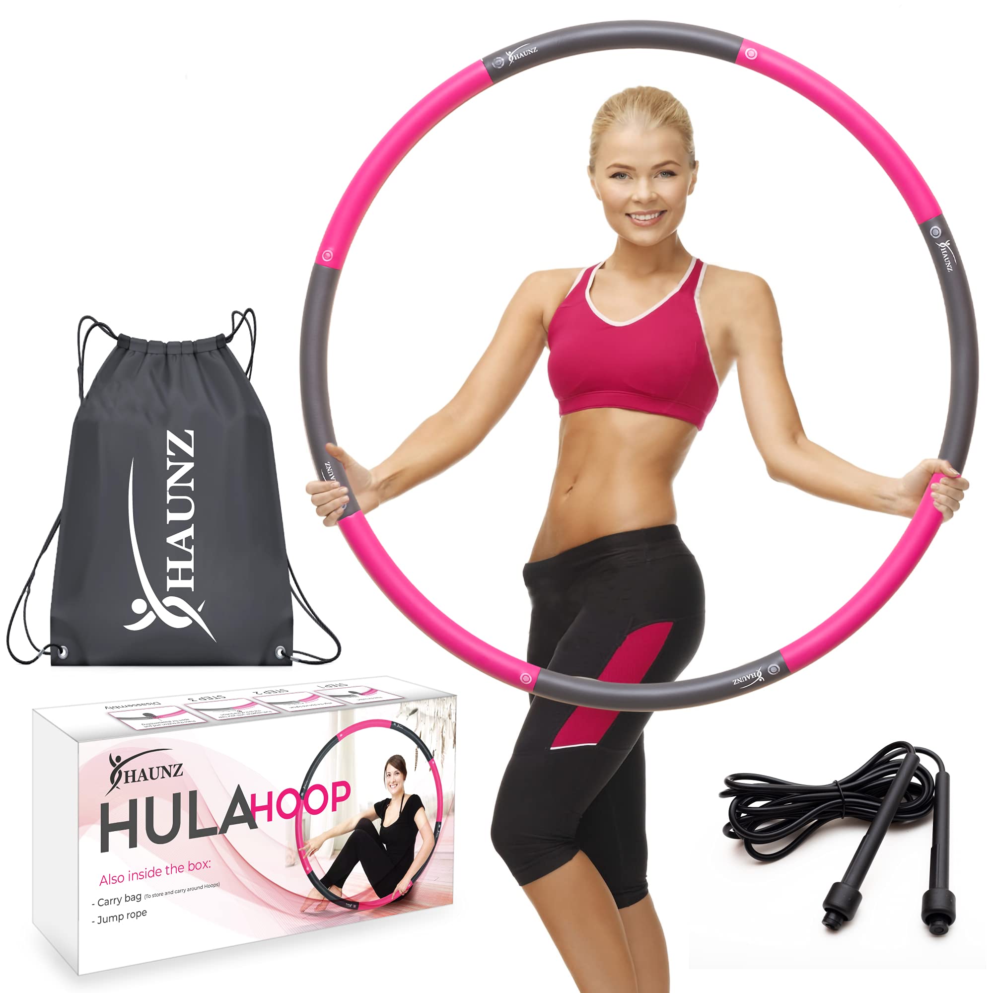 Haunz Exercise Hula Hoop For Adults Weighted Hula Hoops Carry - Main Image