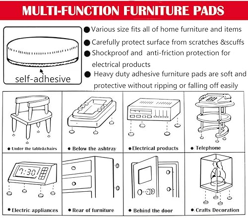 Miniatura 7 de Furnigear - Almohadillas antideslizantes para muebles, paquete de 129 almohadillas adhesivas de fieltro para muebles, superficie de puntos de