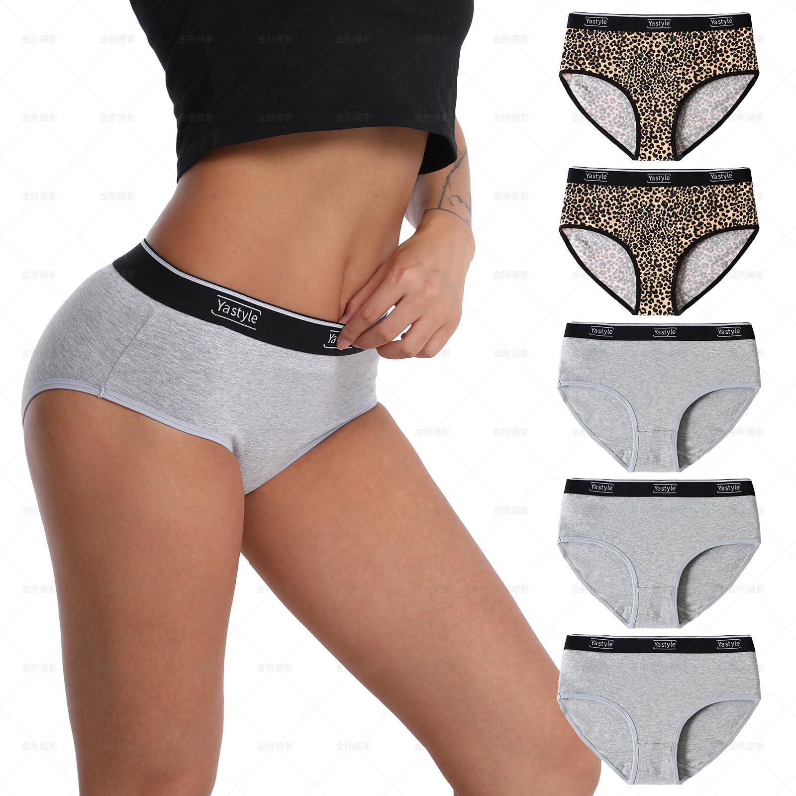 Womens Cotton Underwear High Waisted Full Coverage Ladies Panties Regular Plus Size Multi