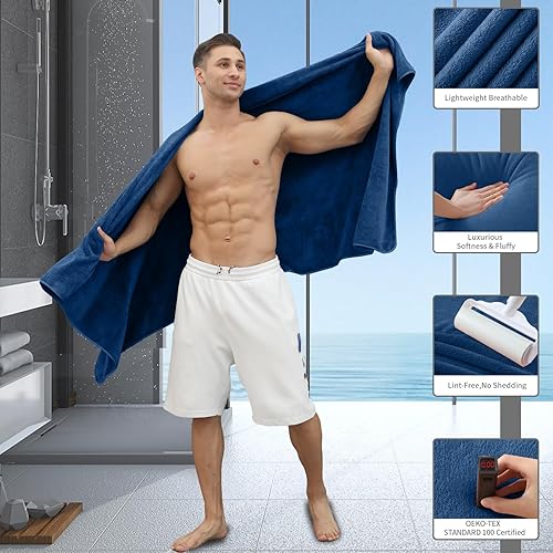 Miniatura 3 de Juego de 4 toallas de baño extra grandes (35 x 70 pulgadas), ultra suaves, toallas de baño de gran tamaño, juego de toallas de baño para baño y